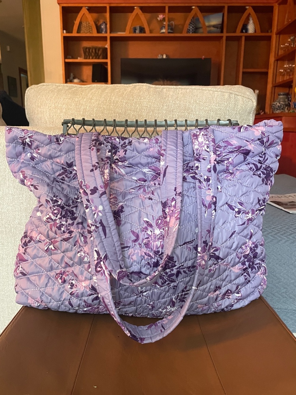 Large Crushable Travel Purple Lilac Tote Market Work Bag Shoulder Quilted